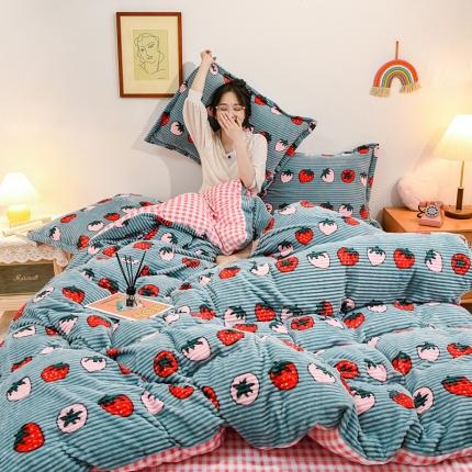 佰亿莱 2024新款魔法绒四件套 草莓派