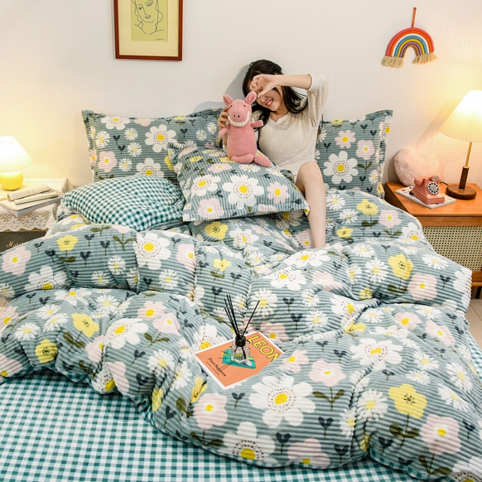 91家纺网 家纺一手货源 找家纺 佰亿莱 2024新款魔法绒四件套 繁花似锦