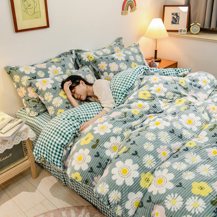 91家纺网 家纺一手货源 找家纺 佰亿莱 2024新款魔法绒四件套 繁花似锦