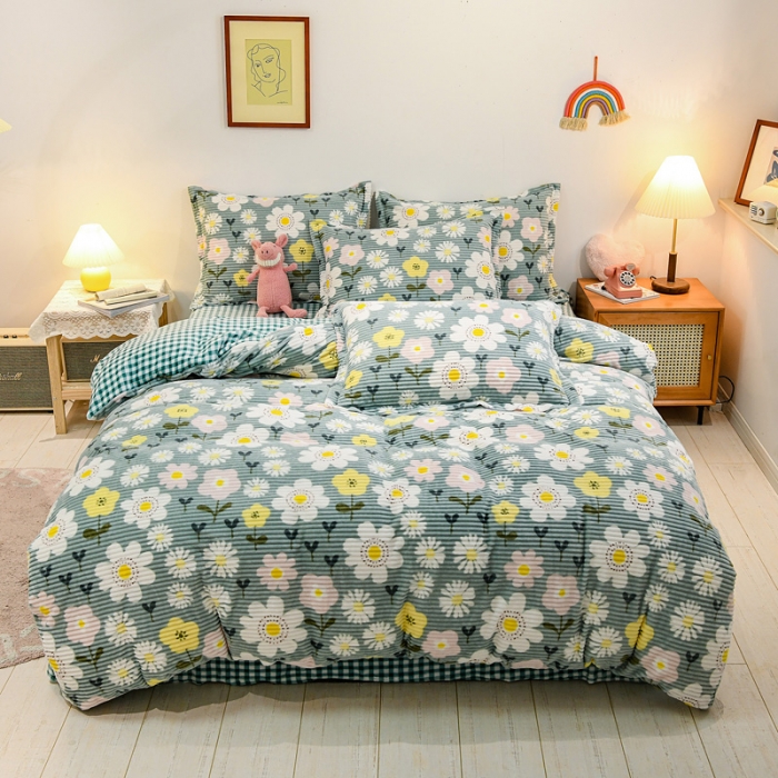 91家纺网 家纺一手货源 找家纺 佰亿莱 2024新款魔法绒四件套 繁花似锦