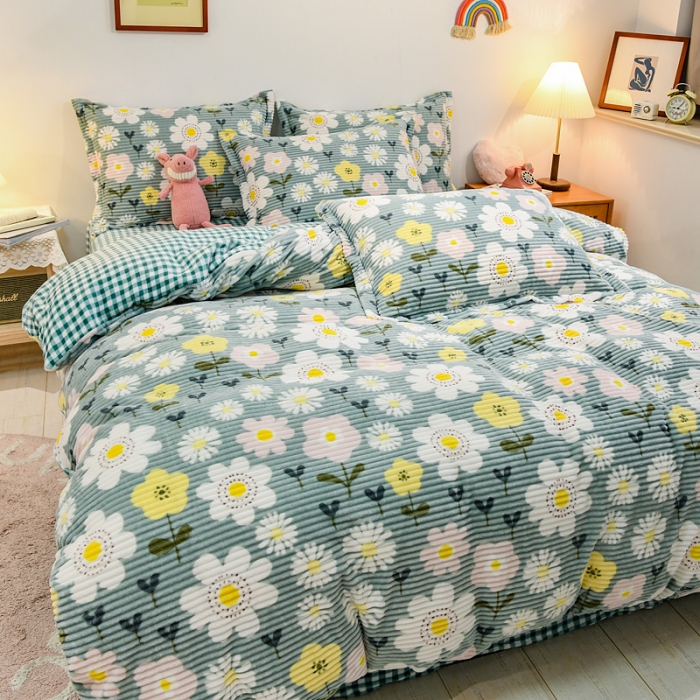 91家纺网 家纺一手货源 找家纺 佰亿莱 2024新款魔法绒四件套 繁花似锦