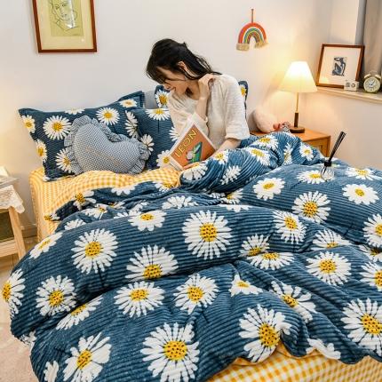 91家纺网 家纺一手货源 找家纺 佰亿莱 2024新款魔法绒四件套 向阳花开