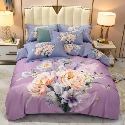 91家纺网 家纺一手货源 找家纺 威布斯 2020新款全棉大版生态磨毛四件套 兰欣-紫