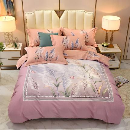 91家纺网 家纺一手货源 找家纺 威布斯 2020新款全棉大版生态磨毛四件套 灵夕-粉