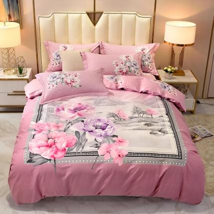 91家纺网 家纺一手货源 找家纺 威布斯 2020新款全棉大版生态磨毛四件套 诗语-粉