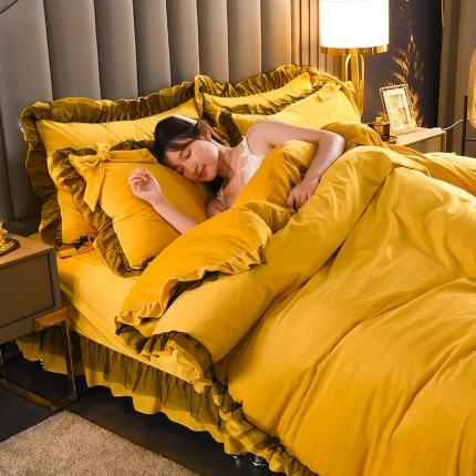 91家纺网 家纺一手货源 找家纺 总-七七法莱绒牛奶绒宝宝绒花边蝴蝶结水晶绒四件套安娜系列