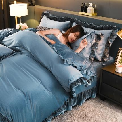 91家纺网 家纺一手货源 找家纺 总-七七法莱绒牛奶绒宝宝绒花边蝴蝶结水晶绒四件套安娜系列