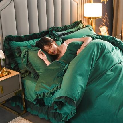 91家纺网 家纺一手货源 找家纺 总-七七法莱绒牛奶绒宝宝绒花边蝴蝶结水晶绒四件套安娜系列