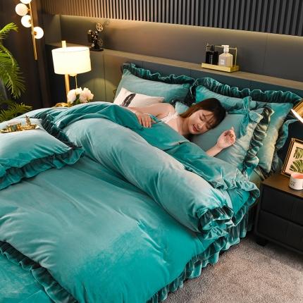 91家纺网 家纺一手货源 找家纺 总-七七法莱绒牛奶绒宝宝绒花边蝴蝶结水晶绒四件套安娜系列