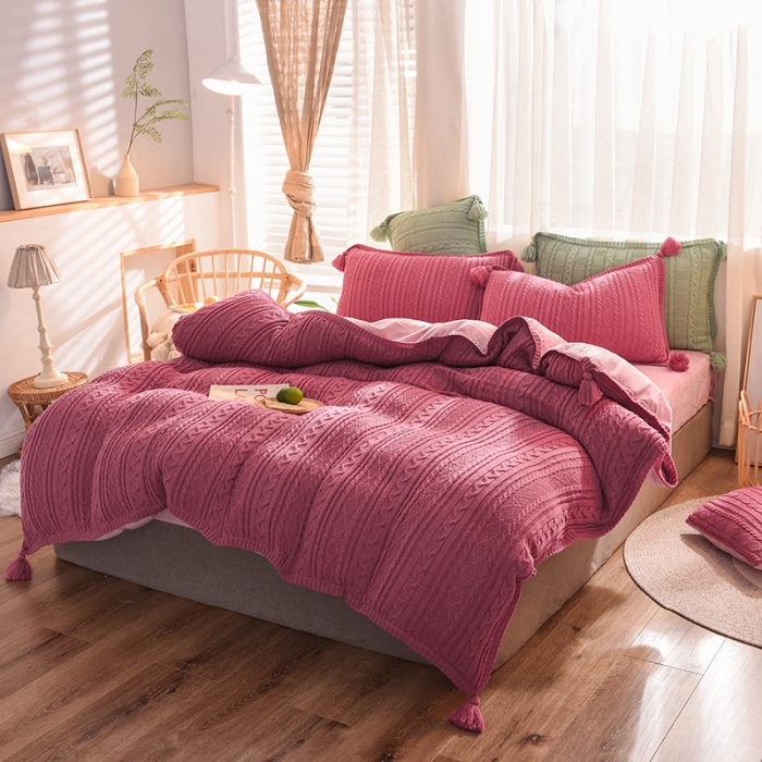 91家纺网 家纺一手货源 找家纺 （总）淑女公社 2020秋冬新款针织毛线四件套