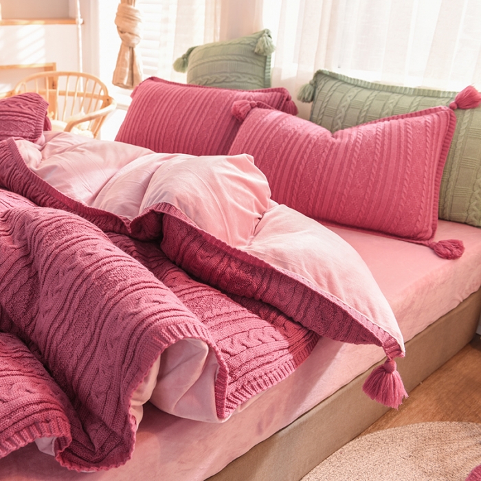 91家纺网 家纺一手货源 找家纺 （总）淑女公社 2020秋冬新款针织毛线四件套