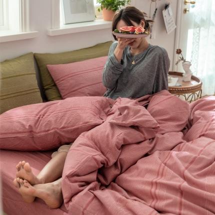 91家纺网 家纺一手货源 找家纺 （总）华超针织 2021新款水洗棉提花纽扣款四件套