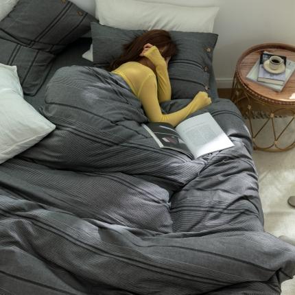 91家纺网 家纺一手货源 找家纺 （总）华超针织 2021新款水洗棉提花纽扣款四件套