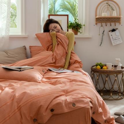 91家纺网 家纺一手货源 找家纺 （总）华超针织 2021新款水洗棉提花纽扣款四件套