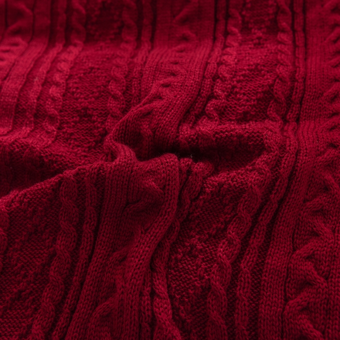 91家纺网 家纺一手货源 找家纺 淑女公社 2020秋冬新款针织毛线四件套 酒红