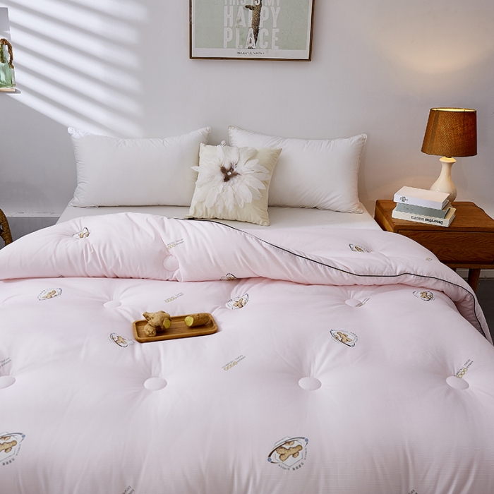 91家纺网 家纺一手货源 找家纺 欧雅搁 2025新款生姜驱寒冬被被子被芯 生姜驱寒冬被 浅粉