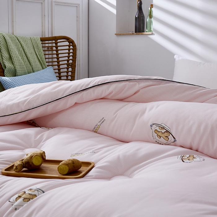 91家纺网 家纺一手货源 找家纺 欧雅搁 2025新款生姜驱寒冬被被子被芯 生姜驱寒冬被 浅粉