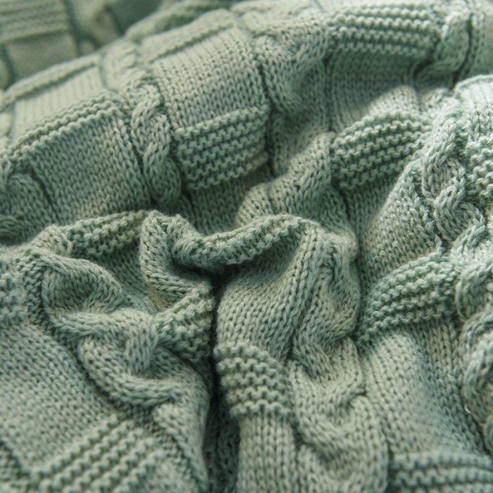 91家纺网 家纺一手货源 找家纺 淑女公社 2020秋冬新款针织毛线四件套 绿色