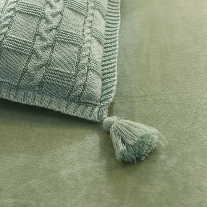 91家纺网 家纺一手货源 找家纺 淑女公社 2020秋冬新款针织毛线四件套 绿色