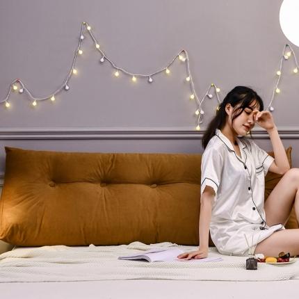 一兰新款韩国绒立体三角大靠垫床头大靠垫床上靠背 点点咖黄