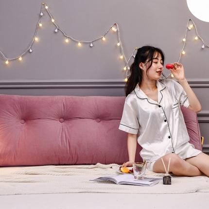 一兰新款韩国绒立体三角大靠垫床头大靠垫床上靠背 点点皮粉