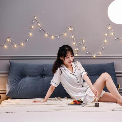 一兰新款韩国绒立体三角大靠垫床头大靠垫床上靠背 小飞机墨蓝