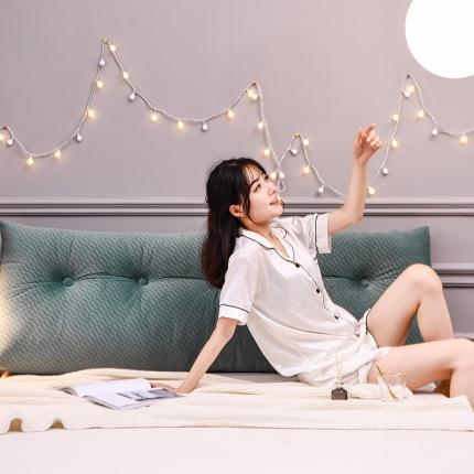 一兰新款韩国绒立体三角大靠垫床头大靠垫床上靠背 砖纹水绿青