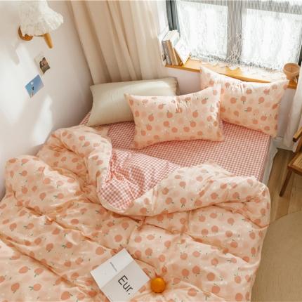 91家纺网 家纺一手货源 找家纺 棉眠 2020新款全棉小碎花13070四件套 粉果果