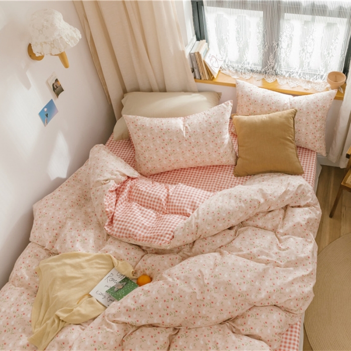 91家纺网 家纺一手货源 找家纺 棉眠 2020新款全棉小碎花13070四件套 瑞贝卡