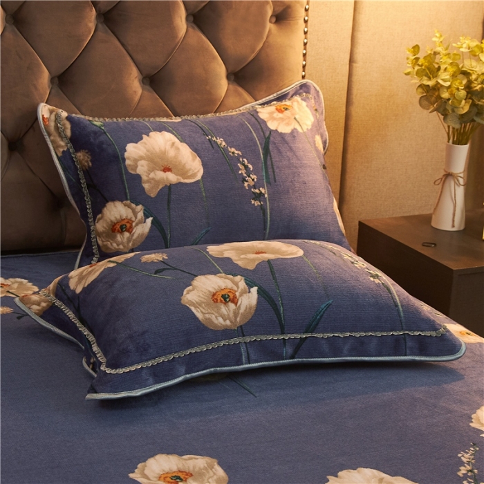 91家纺网 家纺一手货源 找家纺 爱洛牛奶绒宝宝绒水晶绒法莱绒金貂绒四件套 花儿朵朵