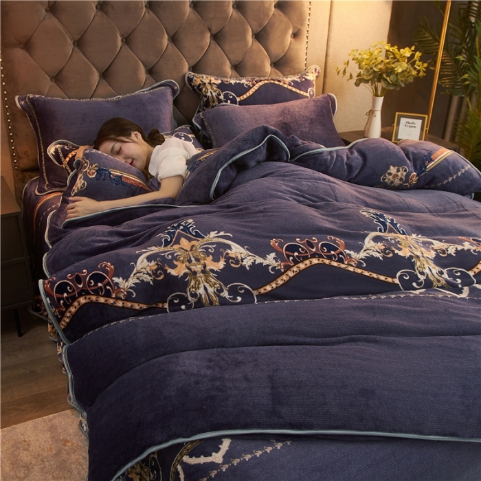 91家纺网 家纺一手货源 找家纺 爱洛牛奶绒宝宝绒水晶绒法莱绒金貂绒四件套 锦绣年华