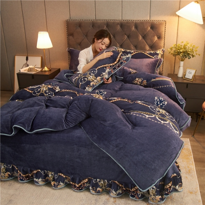 91家纺网 家纺一手货源 找家纺 爱洛牛奶绒宝宝绒水晶绒法莱绒金貂绒四件套 锦绣年华