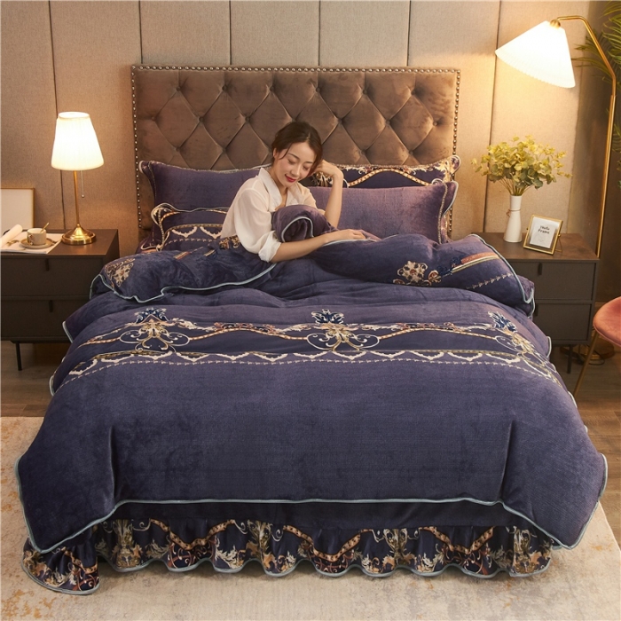 91家纺网 家纺一手货源 找家纺 爱洛牛奶绒宝宝绒水晶绒法莱绒金貂绒四件套 锦绣年华