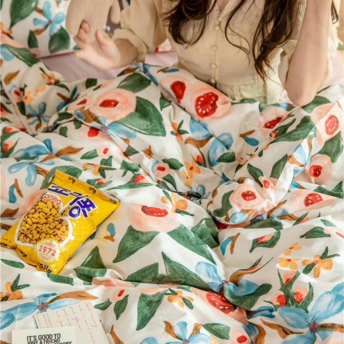 91家纺网 家纺一手货源 找家纺 棉眠  2020新款全棉油画风系列四件套 塞娜