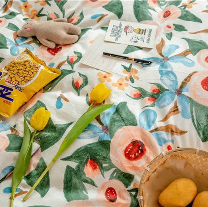 91家纺网 家纺一手货源 找家纺 棉眠  2020新款全棉油画风系列四件套 塞娜