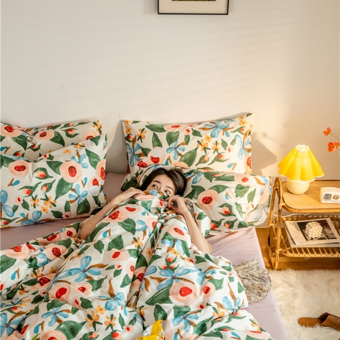 91家纺网 家纺一手货源 找家纺 棉眠  2020新款全棉油画风系列四件套 塞娜