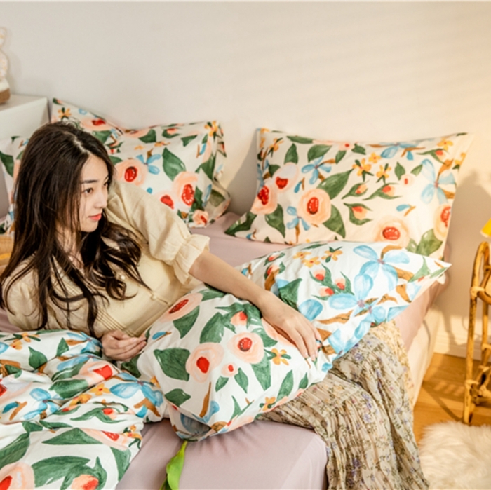 91家纺网 家纺一手货源 找家纺 棉眠  2020新款全棉油画风系列四件套 塞娜