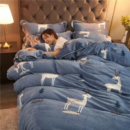 爱洛牛奶绒宝宝绒水晶绒法莱绒金貂绒四件套 一鹿有你