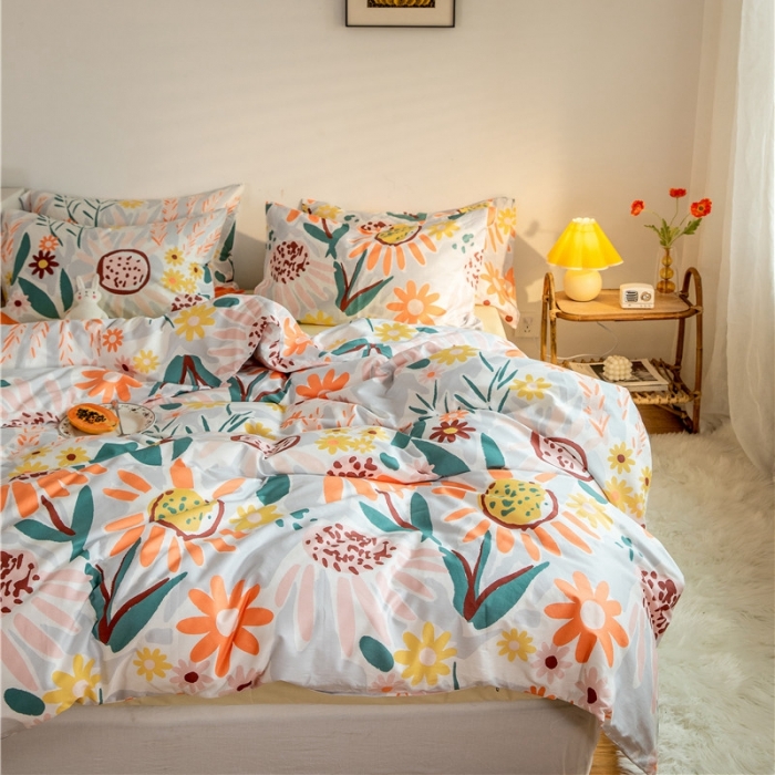 91家纺网 家纺一手货源 找家纺 棉眠  2020新款全棉油画风系列四件套 日出