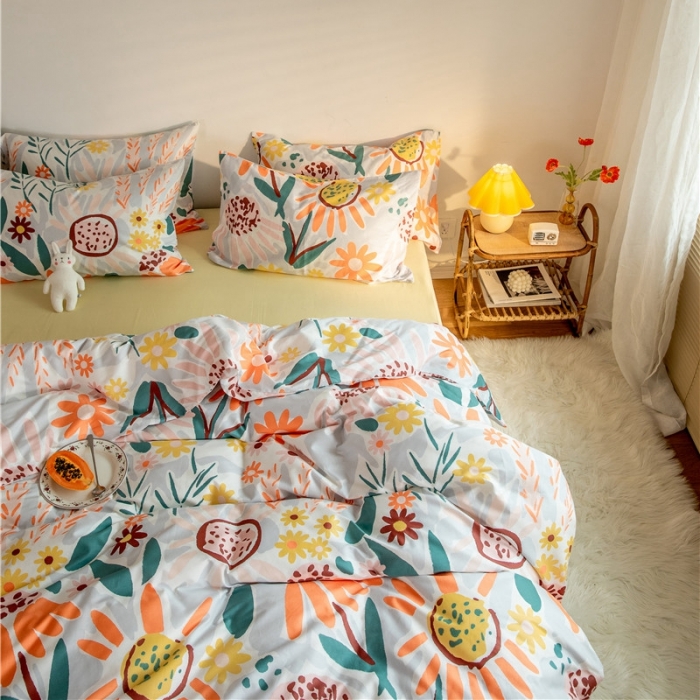 91家纺网 家纺一手货源 找家纺 棉眠  2020新款全棉油画风系列四件套 日出