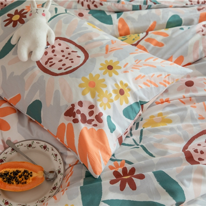 91家纺网 家纺一手货源 找家纺 棉眠  2020新款全棉油画风系列四件套 日出