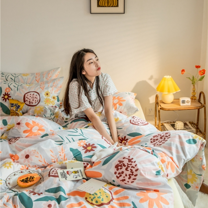 91家纺网 家纺一手货源 找家纺 棉眠  2020新款全棉油画风系列四件套 日出