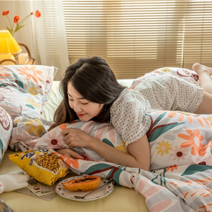 91家纺网 家纺一手货源 找家纺 棉眠  2020新款全棉油画风系列四件套 日出