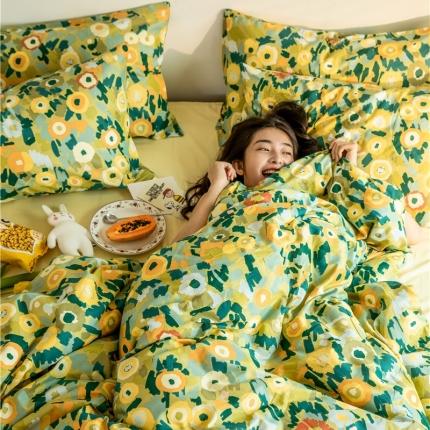 91家纺网 家纺一手货源 找家纺 棉眠  2020新款全棉油画风系列四件套 黄昏