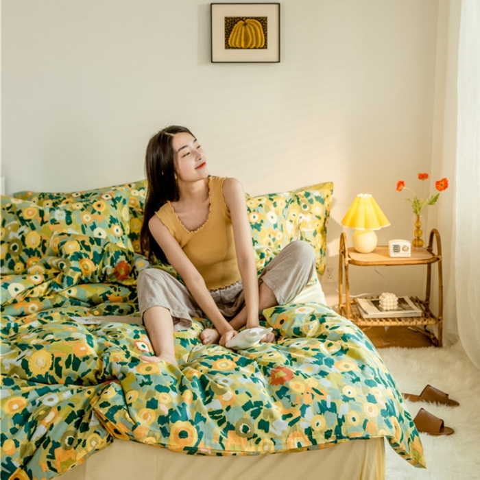 91家纺网 家纺一手货源 找家纺 棉眠  2020新款全棉油画风系列四件套 黄昏