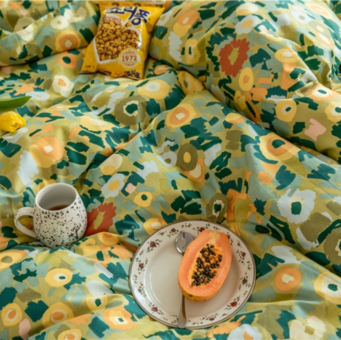 91家纺网 家纺一手货源 找家纺 棉眠  2020新款全棉油画风系列四件套 黄昏