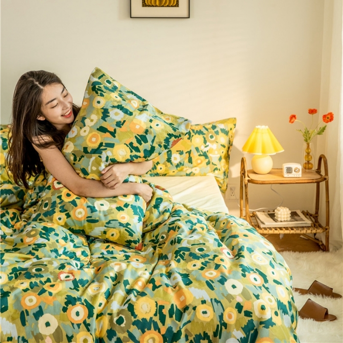 91家纺网 家纺一手货源 找家纺 棉眠  2020新款全棉油画风系列四件套 黄昏