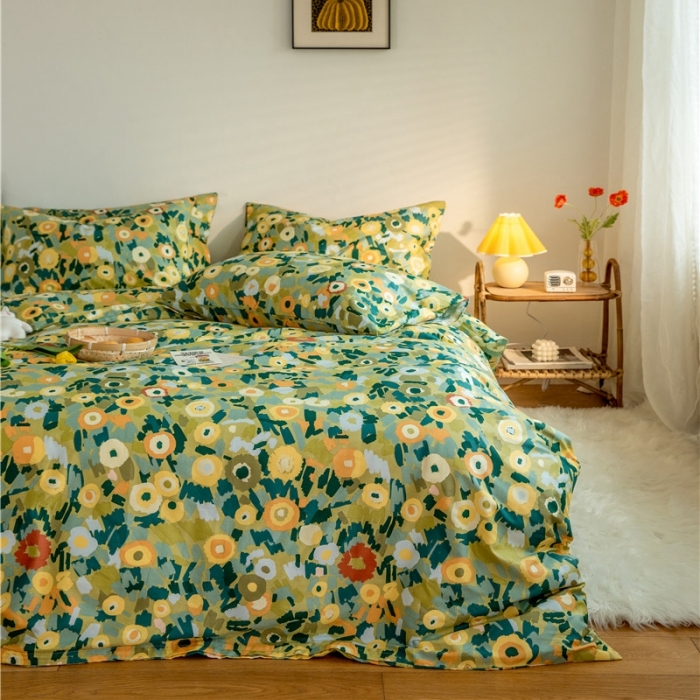 91家纺网 家纺一手货源 找家纺 棉眠  2020新款全棉油画风系列四件套 黄昏