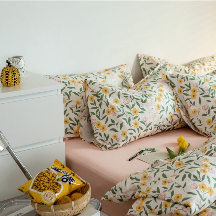 91家纺网 家纺一手货源 找家纺 棉眠  2020新款全棉油画风系列四件套 花园