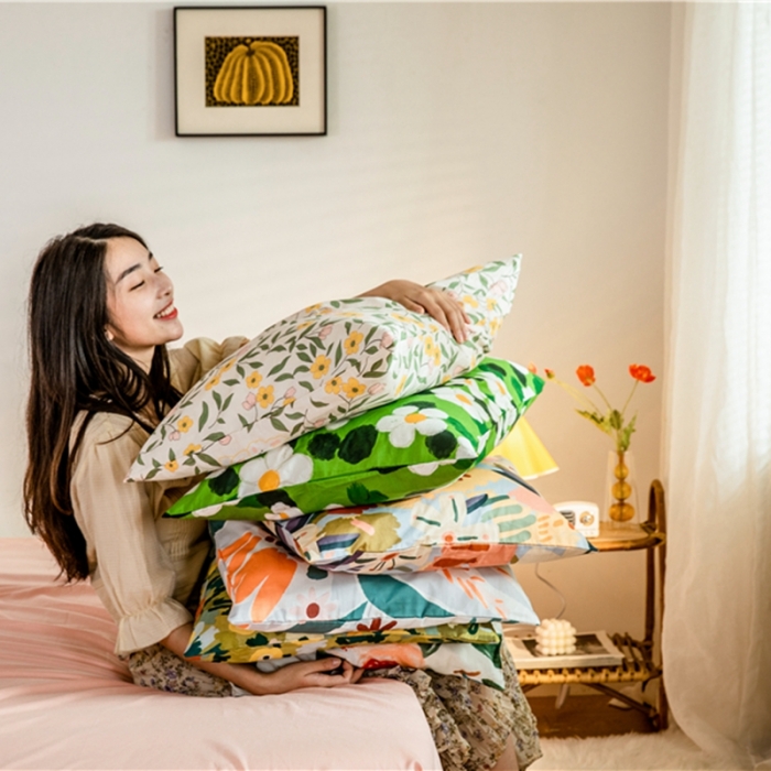 91家纺网 家纺一手货源 找家纺 棉眠  2020新款全棉油画风系列四件套 花园